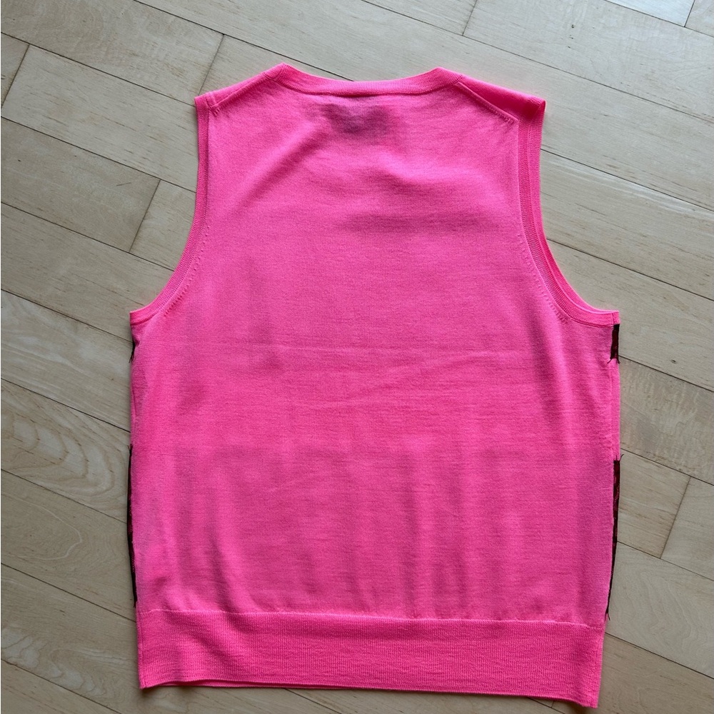J. Crew Pink Women's 100% Merino Wool Tank Top with Lace Detail - Size Large NWT - Picture 3 of 9